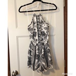 Dry Goods black and white halter romper